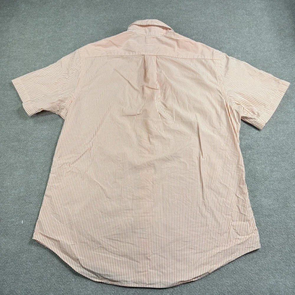 Ralph Lauren Custom Fit Mens Large Short Sleeve Striped Button Down Shirt Orange